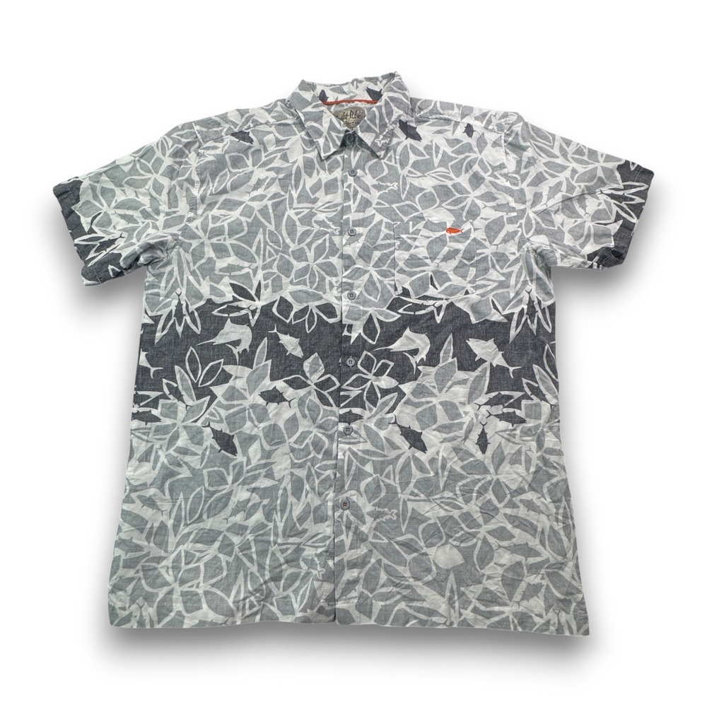 Salt Life Mens XL Short Sleeve Button Down Shirt Grey Floral Marlin SLM30059